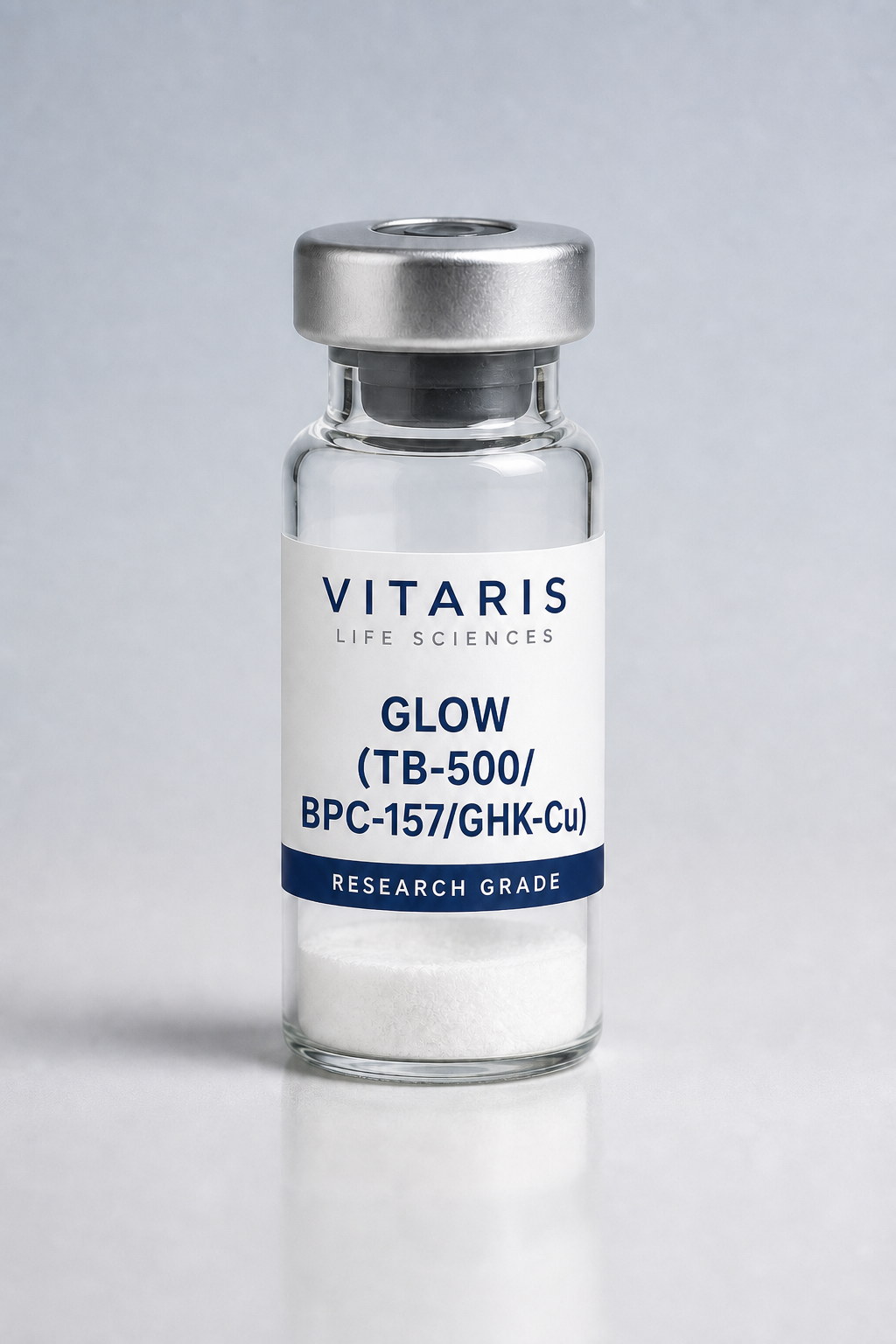 GLOW (TB-500/BPC-157/GHK-Cu) lyophilized research vial